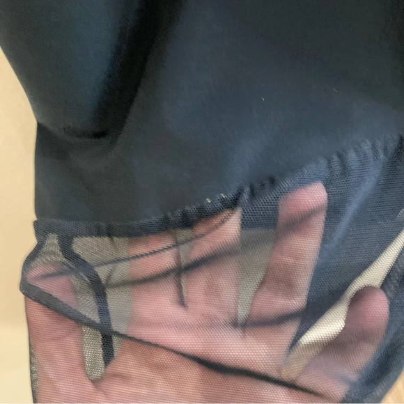 SYMPLI Sz 16 Stretchy Straight Elastic Waist  High Low Mesh Hem Skirt in Blue - Picture 4 of 8